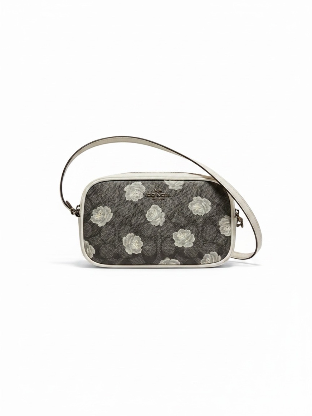 Coach Signature Rose Print Double Zip Crossbody bag